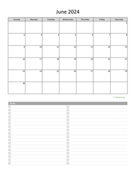 June 2024 Calendar with To-Do List