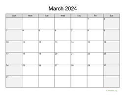 March 2024 Calendar with Weekend Shaded