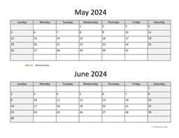 May and June 2024 Calendar