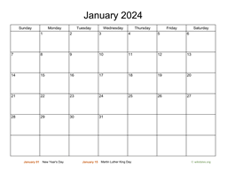 Monthly Basic Calendar for 2024