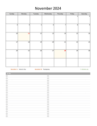 November 2024 Calendar with To-Do List