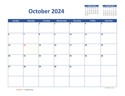 October 2024 Calendar Classic
