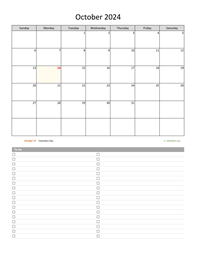 October 2024 Calendar with To-Do List