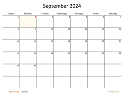 September 2024 Calendar with Bigger boxes