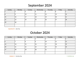 September and October 2024 Calendar