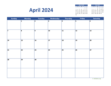 April 2024 Calendar Classic