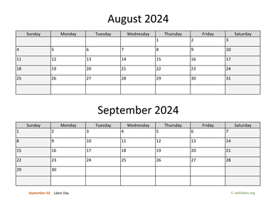 August and September 2024 Calendar | WikiDates.org