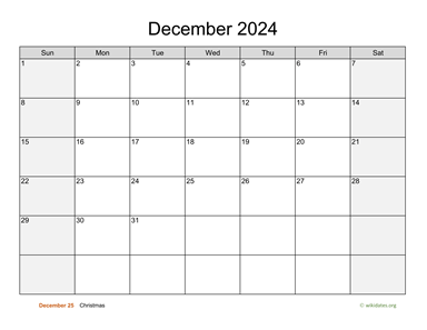 December 2024 Calendar with Weekend Shaded