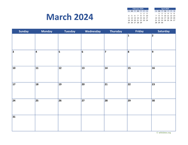 March 2024 Calendar Classic