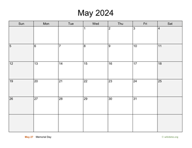 May 2024 Calendar with Weekend Shaded