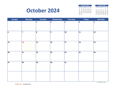October 2024 Calendar Classic