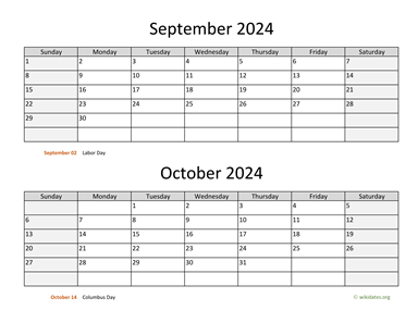 September and October 2024 Calendar | WikiDates.org