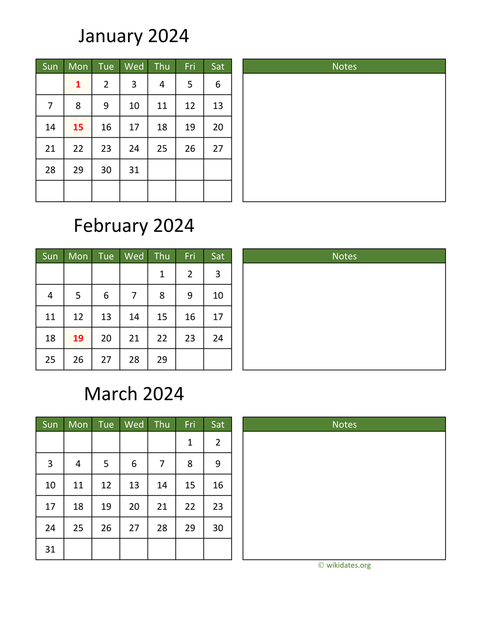 Printable Calendar Months 2024 Free