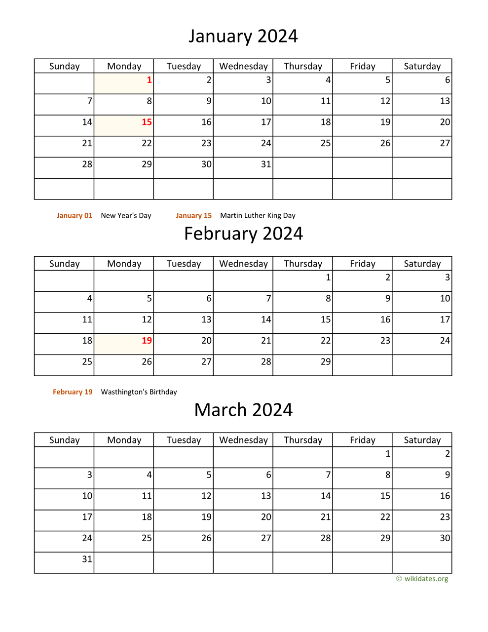Printable 2024 Calendar WikiDates org