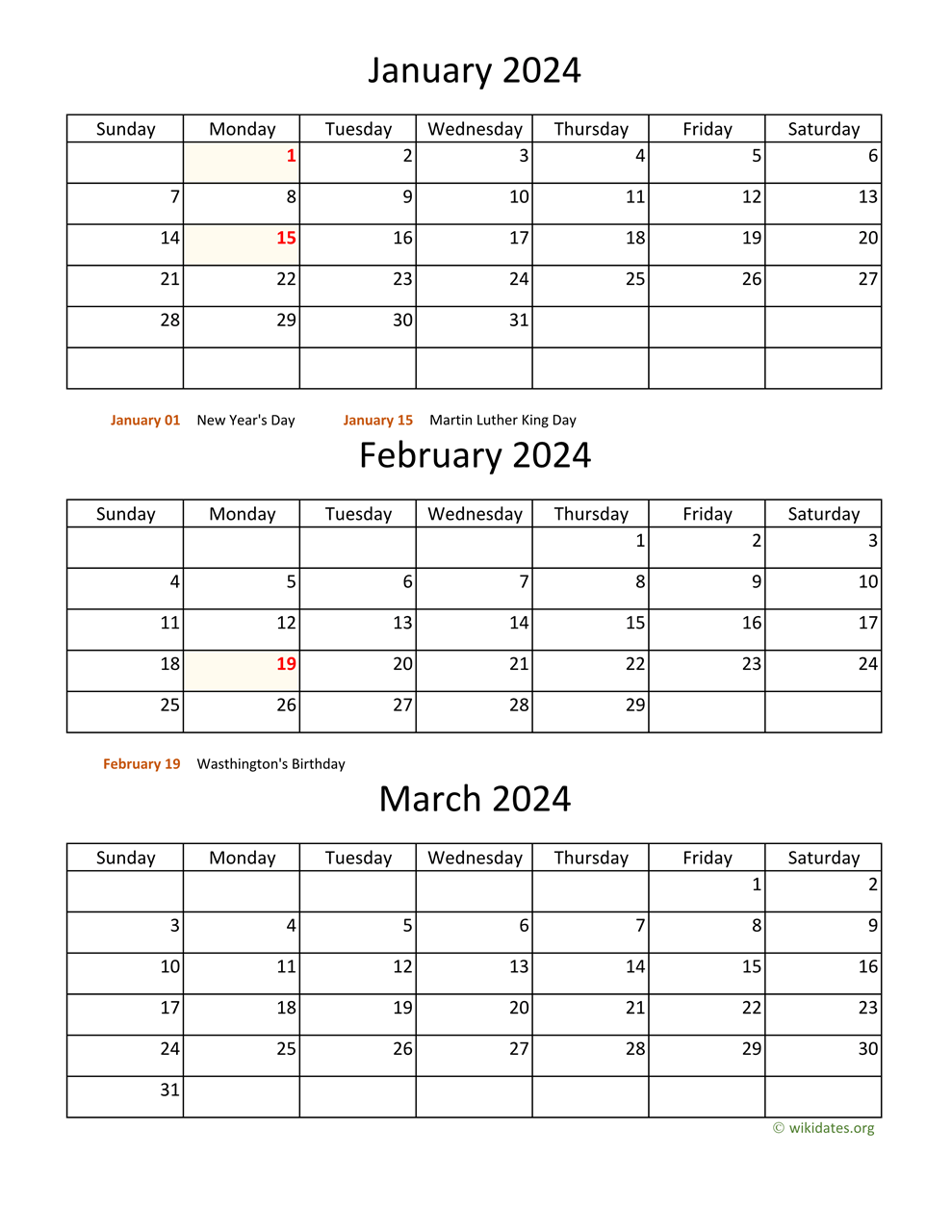 Printable 2024 Calendar