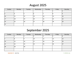 august and september 2025 calendar