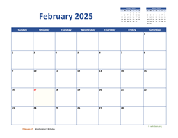 February 2025 Calendar Classic
