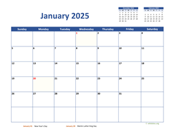 January 2025 Calendar Classic