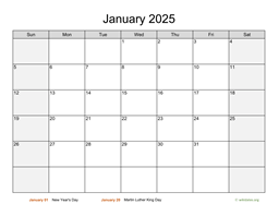 January 2025 Calendar with Weekend Shaded