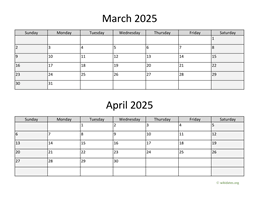 march and april 2025 calendar