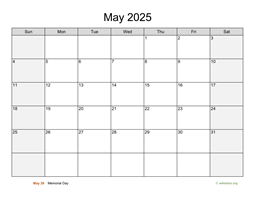 May 2025 Calendar with Weekend Shaded