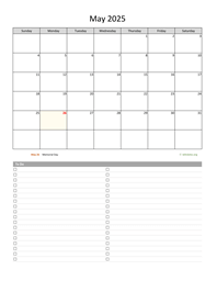 May 2025 Calendar with To-Do List