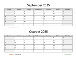 september and october 2025 calendar