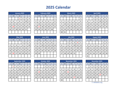 2025 Calendar in PDF
