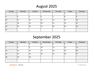 August and September 2025 Calendar  WikiDates.org