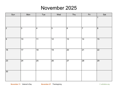 November 2025 Calendar with Weekend Shaded