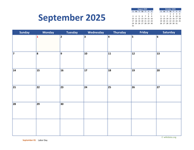 September 2025 Calendar Classic