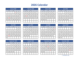 2026 Calendar in PDF