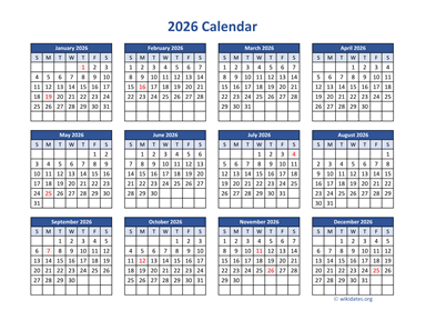 2026 Calendar in PDF