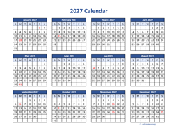 2027 Calendar in PDF