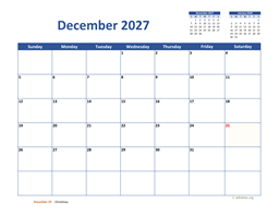 December 2027 Calendar Classic