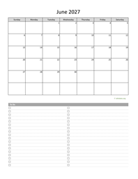 June 2027 Calendar with To-Do List