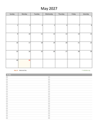May 2027 Calendar with To-Do List