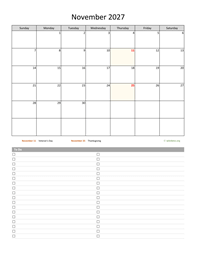 November 2027 Calendar with To-Do List