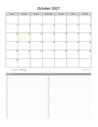 October 2027 Calendar with To-Do List