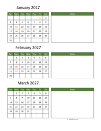 three months 2027 calendar vertical with notes