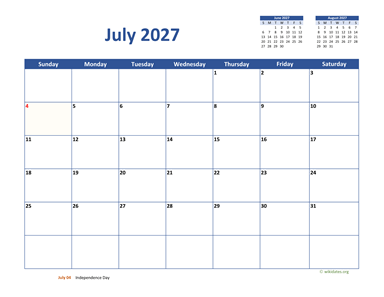 July 2027 Calendar Classic