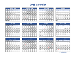 2028 Calendar in PDF