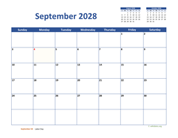 September 2028 Calendar Classic