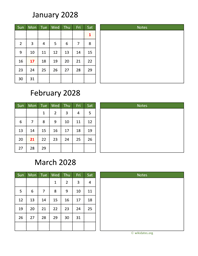 three months 2028 calendar vertical with notes