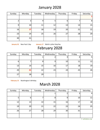 three months 2028 calendar vertical