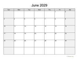 June 2029 Calendar with Weekend Shaded