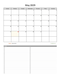 May 2029 Calendar with To-Do List