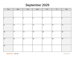 September 2029 Calendar with Weekend Shaded