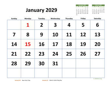 Monthly 2029 Calendar with Extra-large Dates