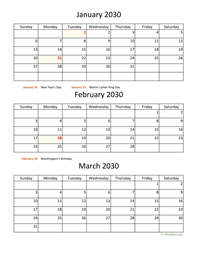 three months 2030 calendar vertical